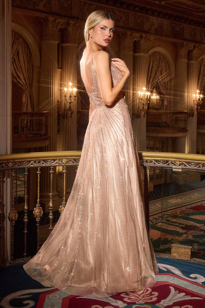 Ladivine CC474 Plunging V-Neck Evening Gown