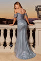 Ladivine CC477 Beaded Off-Shoulder Mermaid Dress