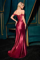 Ladivine CC489 Off-Shoulder Evening Gown in Burgundy