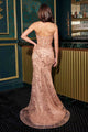 Dramatic Rose Gold Strapless Gown by Cinderella Divine