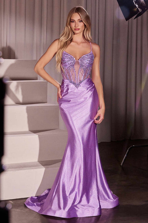 Ladivine CC8879 Dress Crystal & Satin Fitted Gown
