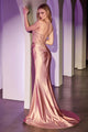 Ladivine CC8884 Rose Gold Satin Gown