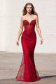 Ladivine CC8885 Strapless Red Gown