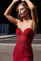Ladivine CC8885 Strapless Red Gown