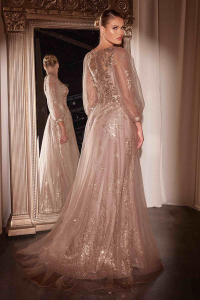 Elegant Mauve Long Sleeve Dress by Cinderella Divine