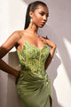 Ladivine CD0176 Long Satin Gown in Black