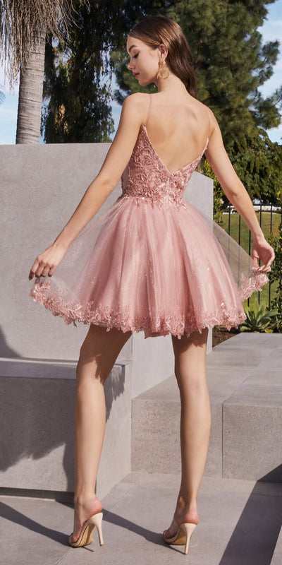 Ladivine CD0213 Short A-Line Glitter Tulle Dress