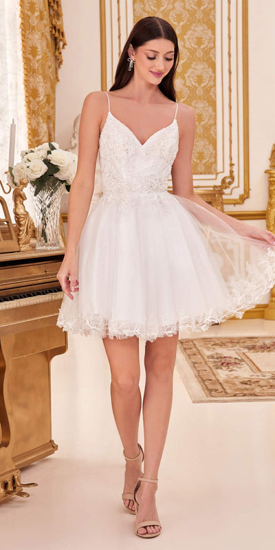 Ladivine CD0213 Short A-Line Glitter Tulle Dress