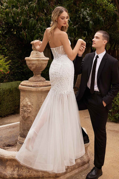Ladivine CD0215W Long Strapless Beaded Mermaid Gown