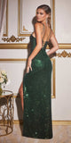 Ladivine CD279 Sequin Evening Gown with Slit