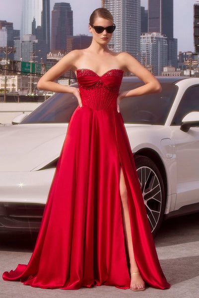 Ladivine CD297 Strapless Satin Evening Gown