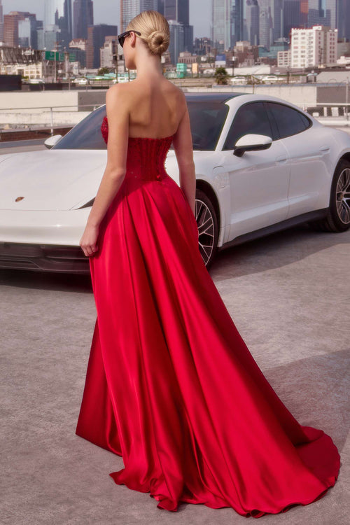 Ladivine CD297 Strapless Satin Evening Gown