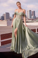 Ladivine CD297 Dress Strapless Beaded Satin A-Line Prom Gown