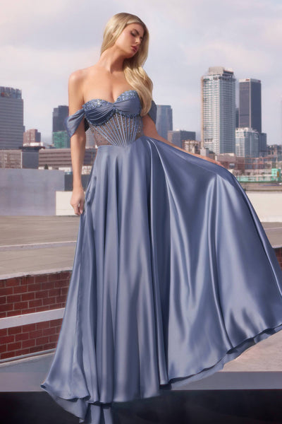 Ladivine CD297 Strapless Satin Evening Gown