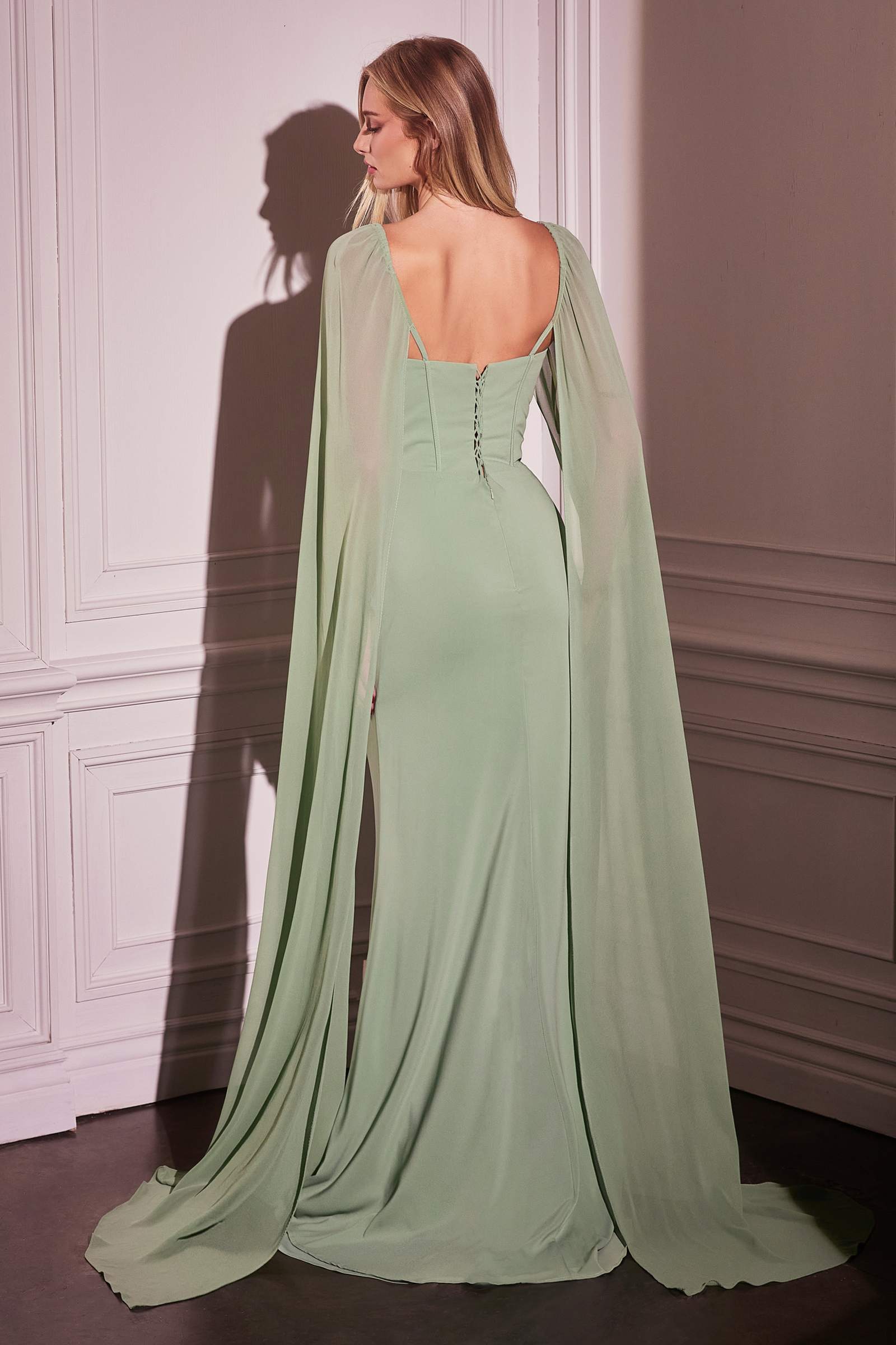 Glamorous Ladivine CD356 Chiffon Dress with Cape Sleeves