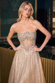 Ladivine CD724 Glitter A-Line Gown Strapless Silver Elegance