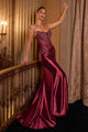 Ladivine CD725 Strapless Fitted Gown in Burgundy