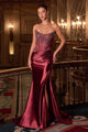 Ladivine CD725 Strapless Fitted Gown Scoop Neckline Crystal Lace