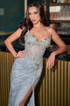 Ladivine CD727 Strapless Deep V-Neck Gown in Dusty Blue
