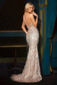 Ladivine CD728 Blue Plunging Neck Evening Gown
