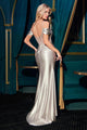 Ladivine CD729 Gold Stretch Satin Gown