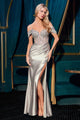 Ladivine CD729 Removable Off Shoulder Straps Stretch Satin Prom Gown