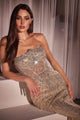 Ladivine CD756 Strapless Metallic Gown