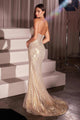 Ladivine CD756 Strapless Metallic Gown