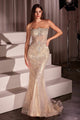 Ladivine CD756 Strapless Metallic Gown