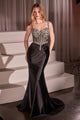 Ladivine CD757 Dress Crystal Embellished Fitted Satin Gown