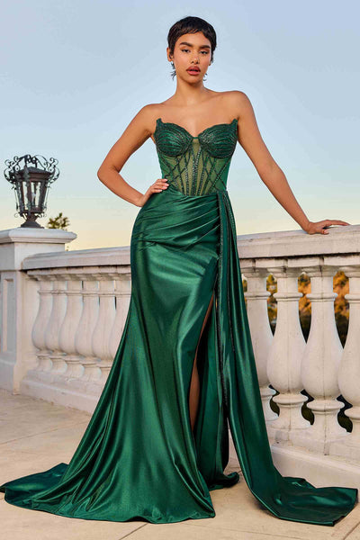 Ladivine CD773 Emerald Green Satin Dress