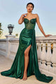 Ladivine CD773 Emerald Green Satin Dress