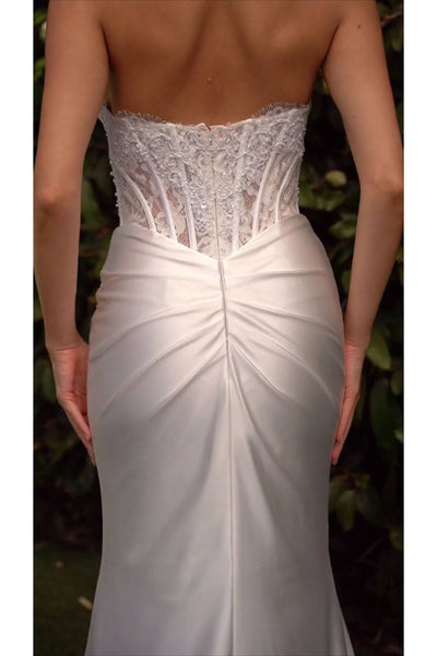 Ladivine CD797W Strapless Satin Wedding Gown