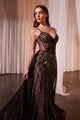 Ladivine CD863 Floor Length Beaded Tulle Gown