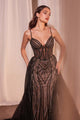 Ladivine CD863 Floor Length Beaded Tulle Gown