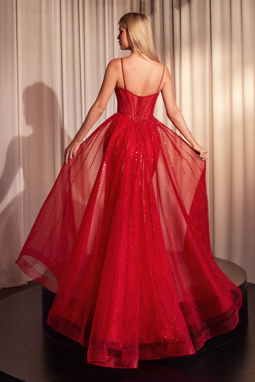 Ladivine CD863 Floor Length Beaded Tulle Gown