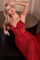 Ladivine CD863 Floor Length Beaded Tulle Gown