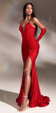 Ladivine CD889 Ocean Blue Glitter Gown with Gloves