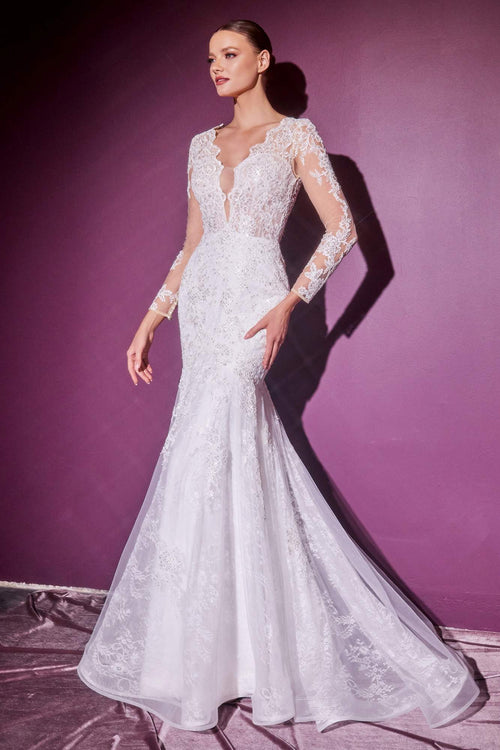 Cinderella Divine CD951W Lace Mermaid Wedding Gown