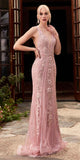 Cinderella Divine CD981 Long Pastel Beaded Lace Dress