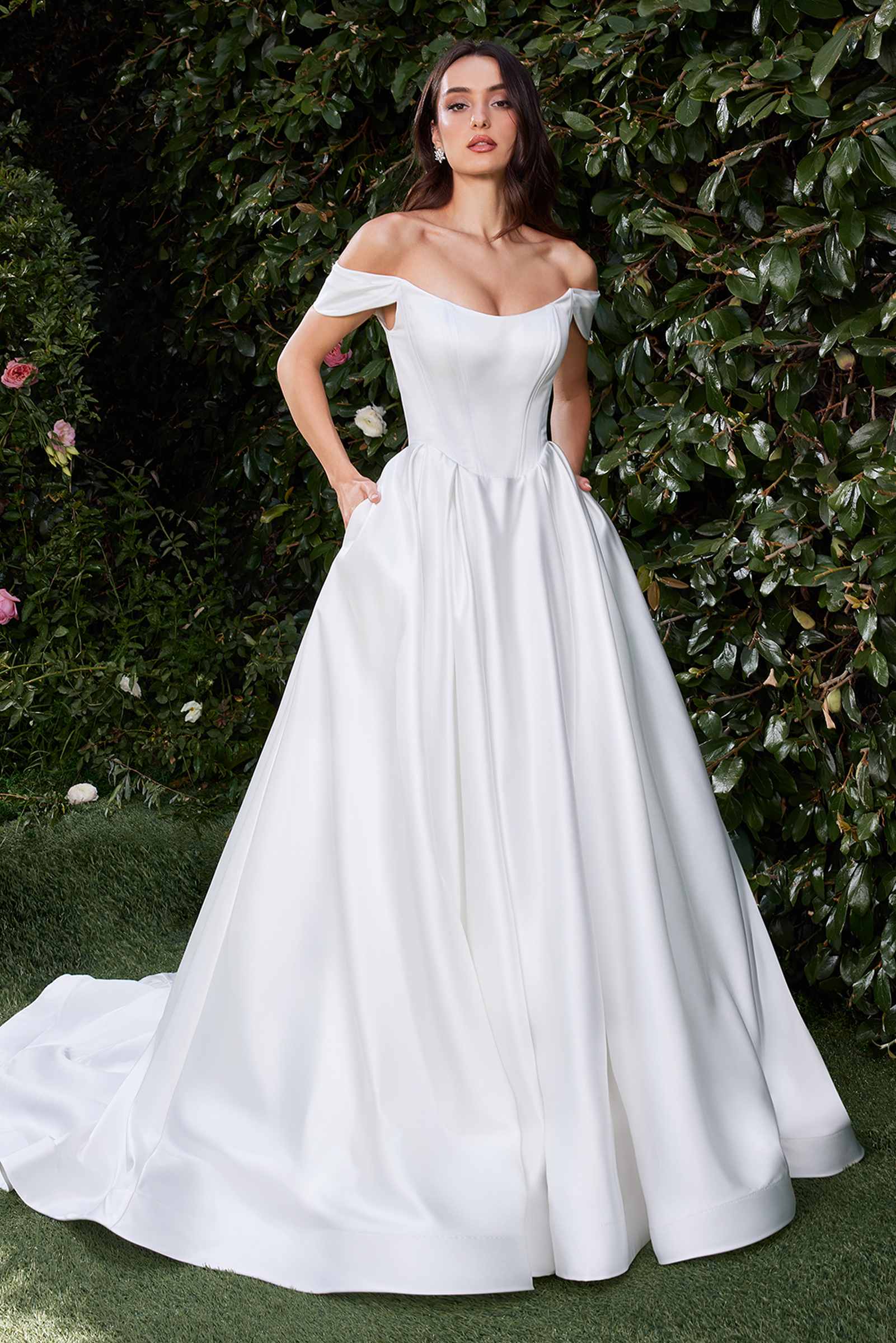Ladivine CDS513W Off-White Satin Bridal Gown
