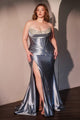 Ladivine CDS529C Dress Micro Crystal Fitted Satin Gown In Curve