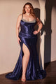 Ladivine CDS529C Dress Micro Crystal Fitted Satin Gown In Curve