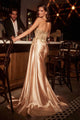 Chic Black Satin Prom Dress with Beaded Bodice
