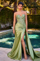 Ladivine CDS530 Strapless Sweetheart Fitted Satin Prom Dress