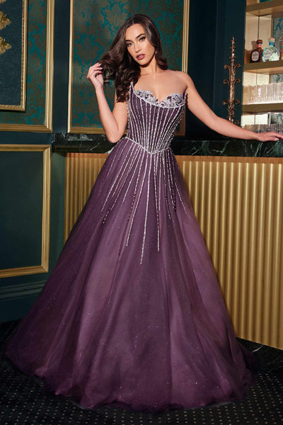 Ladivine CDS541 Glitter A-Line Ball Gown Strapless Crystal Beaded