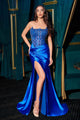 Ladivine CDS543 Satin Stretch Fitted Gown Strapless Boned Bodice