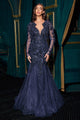 Ladivine CDS545 Strapless Mermaid Gown Floral Sequin