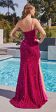 Ladivine CH111 Velvet Sequin Gown with Slit