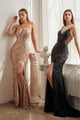 Ladivine CH127 Floor Length Sequin Dress with Cut Outs